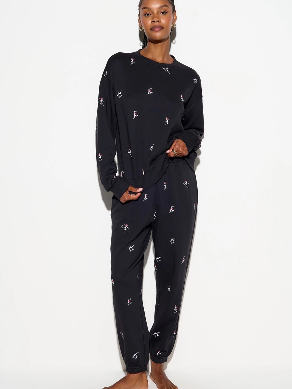 Small spiritual gangster namaski Hudson sweatpants joggers black embroidered ski - Picture 3 of 13